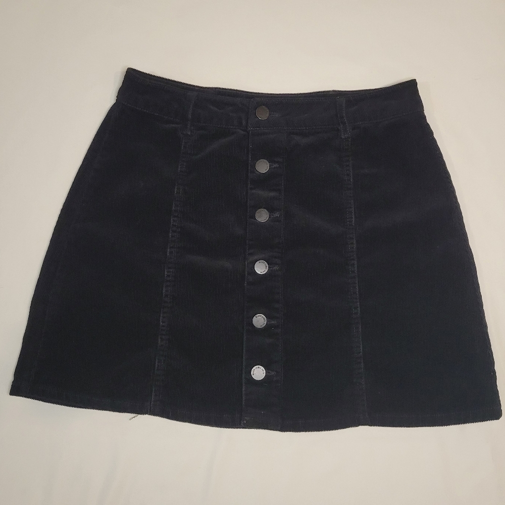 Black Label Black Button-Front Mini Skirt